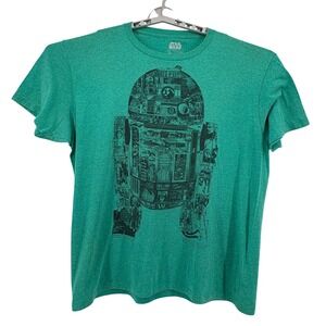 Star Wars Fifth Sun R2-D2 Graphic Tee Mens Size 2XL Green Disney Stains